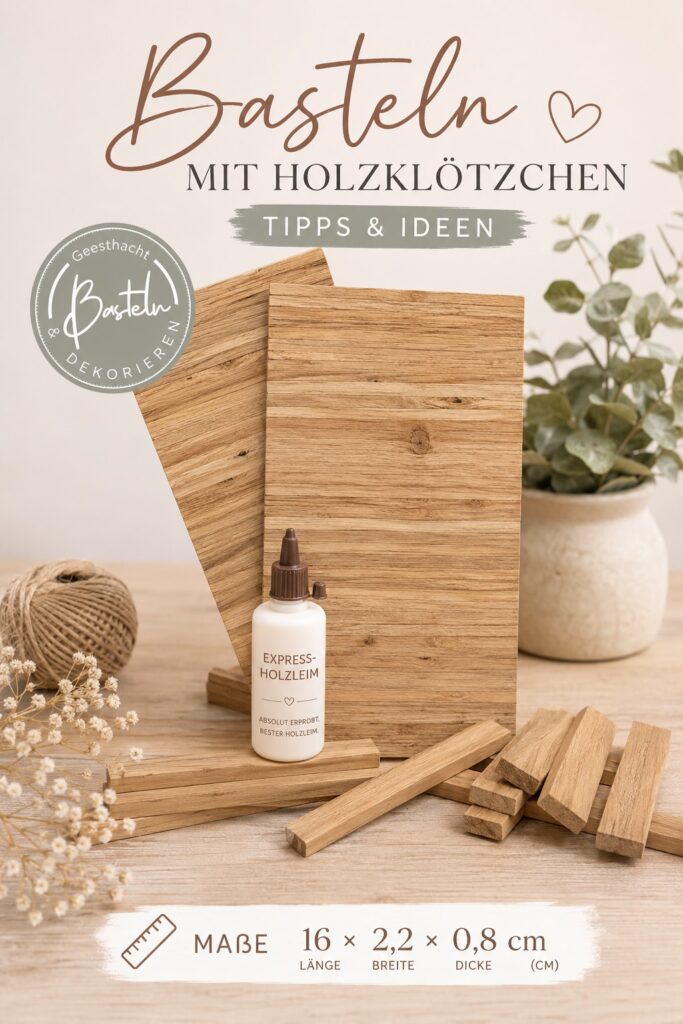 Holzklötzchen Bastelpaket 120 Eichenholzklötzchen incl. Holzleim