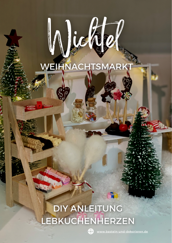 Diese DIY-Anleitung zeigt, wie man Lebkuchenherzen für den Wichtel-Weihnachtsmarkt bastelt. Sie enthält eine detaillierte Materialliste und Schritt-für-Schritt-Anweisungen zum Bemalen und Beschriften der Herzen. Ideal für kreative Projekte mit Kindern, um eine festliche Atmosphäre zu schaffen. Die Herzen können individuell gestaltet und als Dekoration für Miniatur-Marktstände verwendet werden.